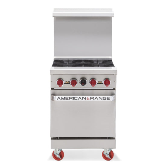 American Range AR-4-SB 24" 4 Burner Gas Commercial Range with Space Saver Oven - 128,000 BTU