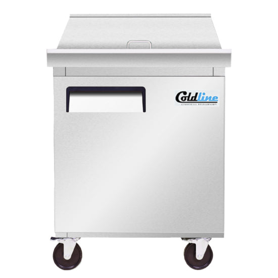Coldline SMP27-T 27" Mega Top Refrigerated Sandwich Prep Table with Cutting Board and Food Pans
