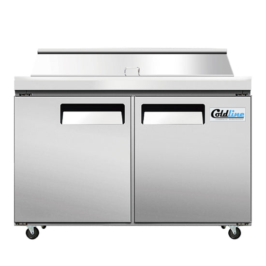 Coldline SP48T 48" Refrigerated Sandwich Prep Table with Cutting Board and Food Pans