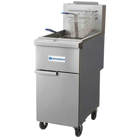 Standard Range SR-F3-LP Liquid Propane 40 lb. Stainless Steel Floor Fryer - 90,000 BTU