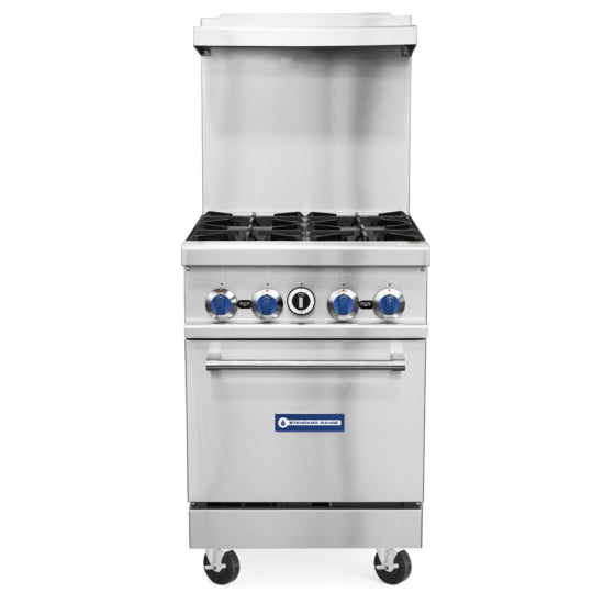 Standard Range SR-R24-NG 24" Natural Gas Commercial Range with 4 Burners, 1 Oven - 153,000 BTU
