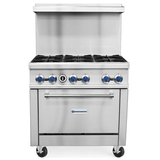 Standard Range SR-R36-NG 36" Natural Gas Commercial Range with 6 Burners, 1 Oven - 213,000 BTU