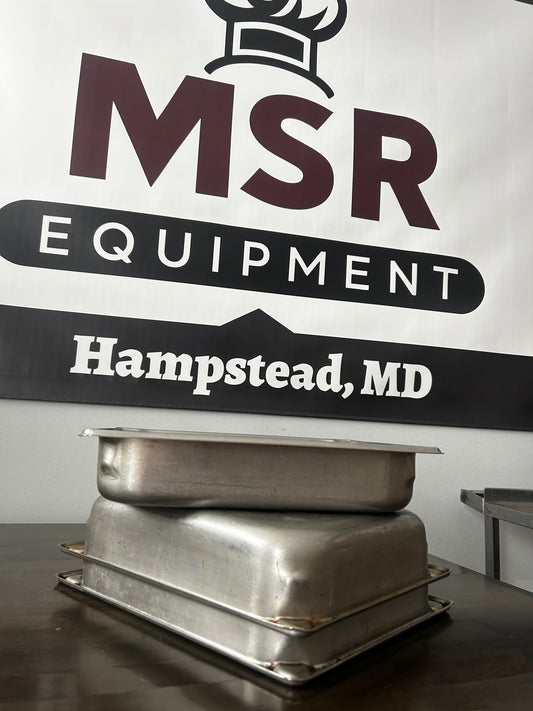 Half-size 2 ½-inch-deep Super Pan® heavy-duty stainless steel steam table pan