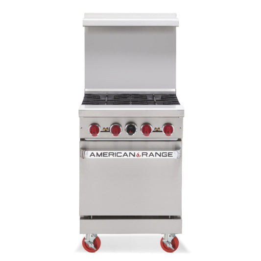 American Range AR-4-SB 24" 4 Burner Gas Commercial Range with Space Saver Oven - 128,000 BTU