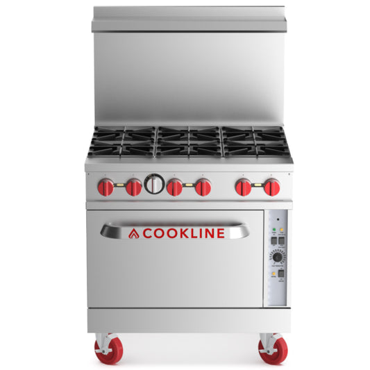 Cookline CR36-6C-LP Liquid Propane 36" Range with Convection Oven - 211,000 BTU