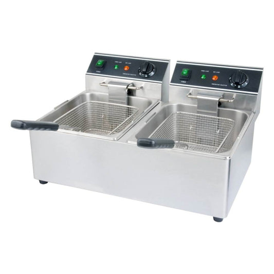 Cookline DF15-2-120 30 lb Dual Tank Countertop Electric Deep Fryer - 120V
