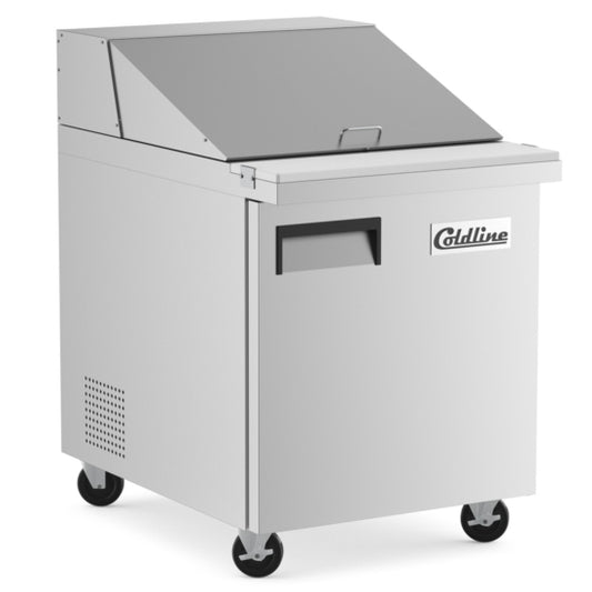 Coldline SMP27 27" Mega Top Refrigerated Sandwich Prep Table with Cutting Board and Food Pans