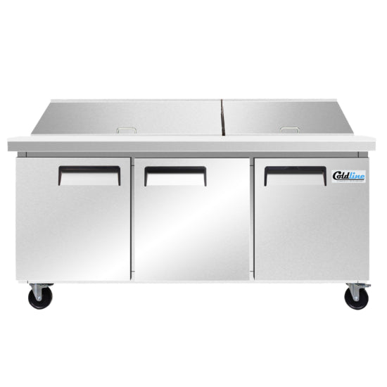 Coldline SMP72-T 72" Mega Top Refrigerated Sandwich Prep Table with Cutting Board and Food Pans