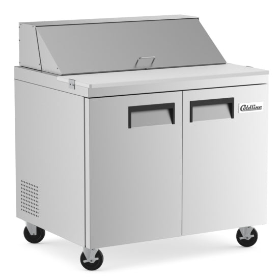 Coldline SP36 36" Refrigerated Sandwich Prep Table with Cutting Board and Food Pans