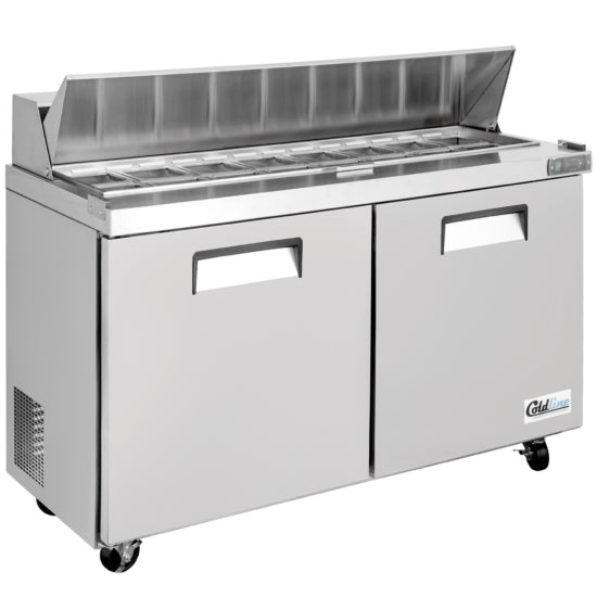 Coldline SPN-60 60" Narrow Depth Refrigerated Sandwich Prep Table with Cutting Board and Food Pans