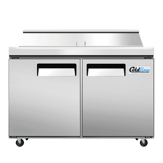 Coldline SP48T 48" Refrigerated Sandwich Prep Table with Cutting Board and Food Pans