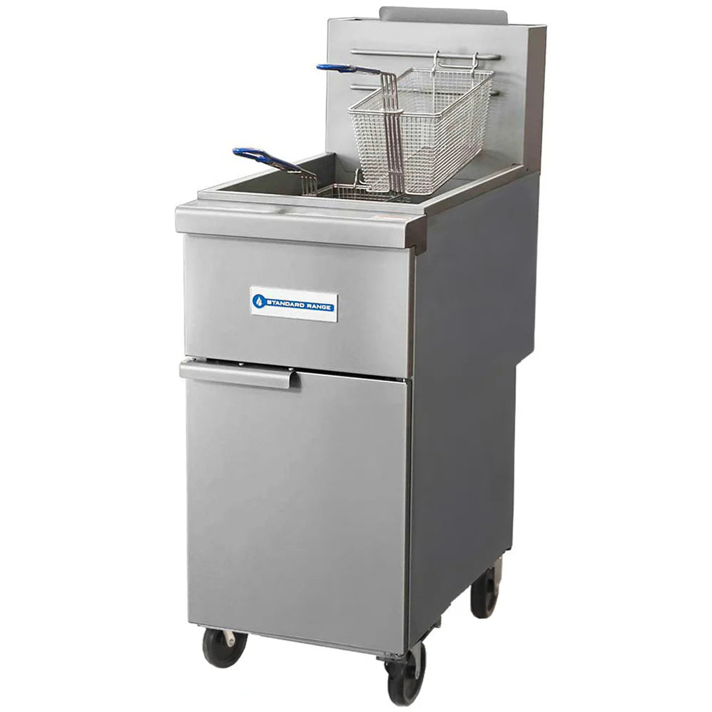Standard Range SR-F4S-NG 50 lb. Solid State Floor Fryer, Natural Gas 120,000 BTU