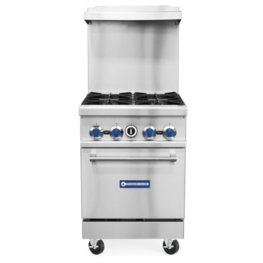 Standard Range SR-R24-NG 24" Natural Gas Commercial Range with 4 Burners, 1 Oven - 153,000 BTU